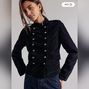 Free People Lotty Velvet Jacket Black Small $198 Msrp